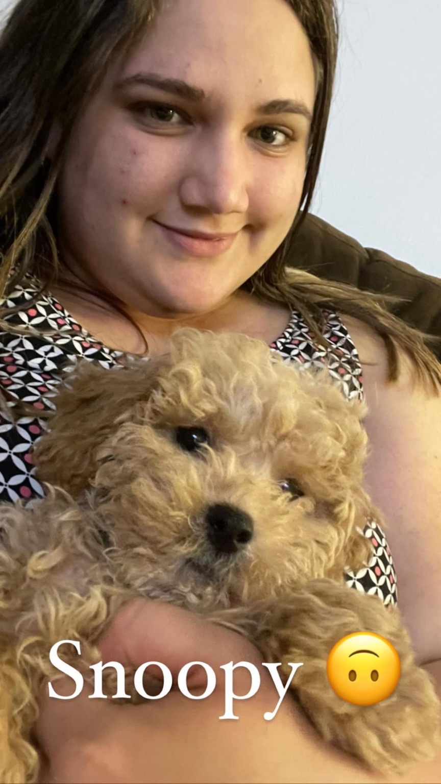 Ariella holding Snoopy